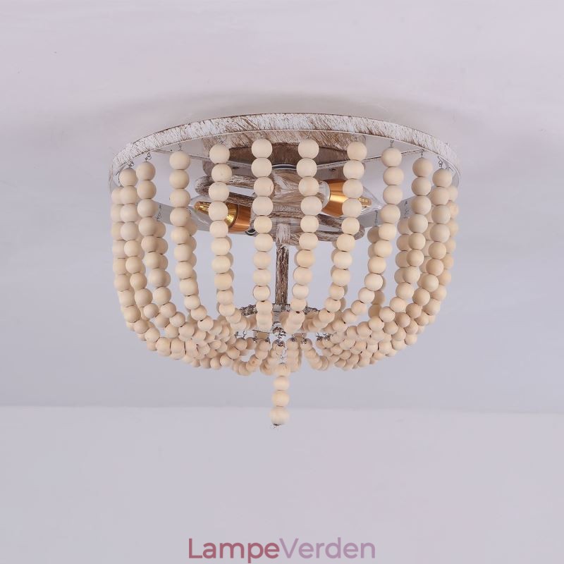 Bondegård træperler Flush Mount Celling Light 3 lysarmatur
