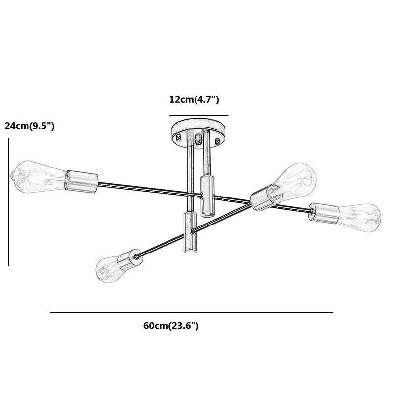 4 lys sort Sputnik lysekrone Mid Century Semi Flush Mount Loftslampe