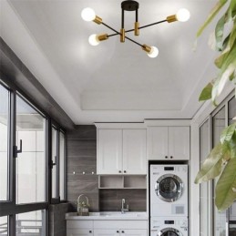 4 lys sort Sputnik lysekrone Mid Century Semi Flush Mount Loftslampe