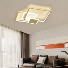Moderne Golden Flush Mount Geometrisk Lysarmatur Loftslampe 2 Layer