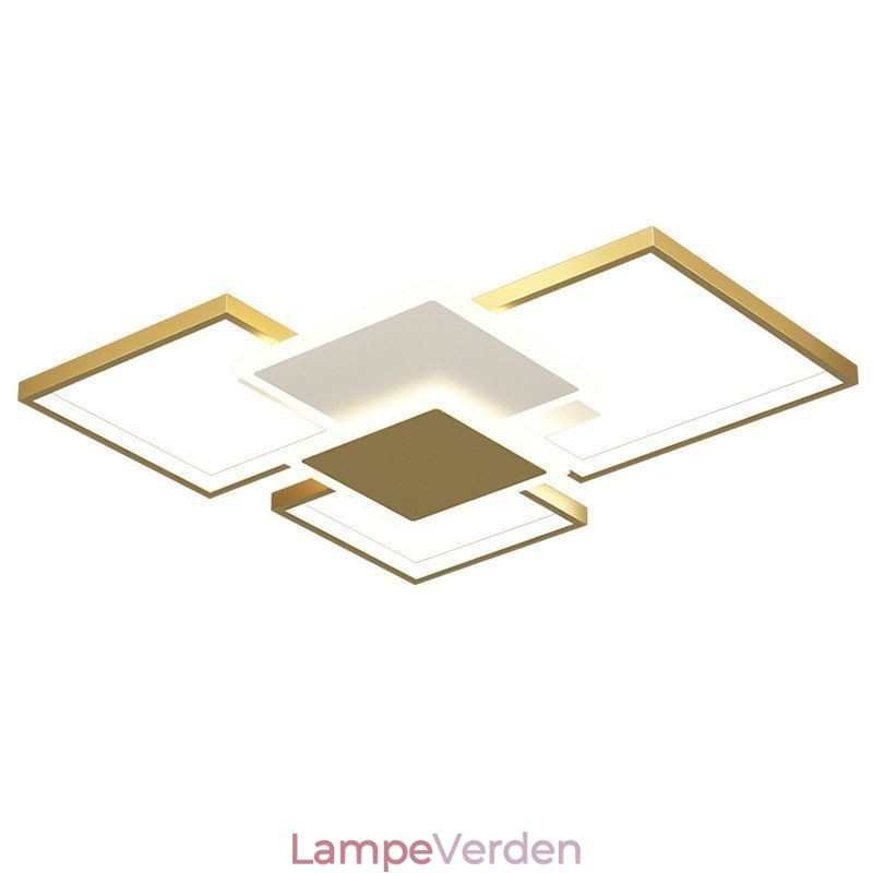 Moderne Golden Flush Mount Geometrisk Lysarmatur Loftslampe 2 Layer