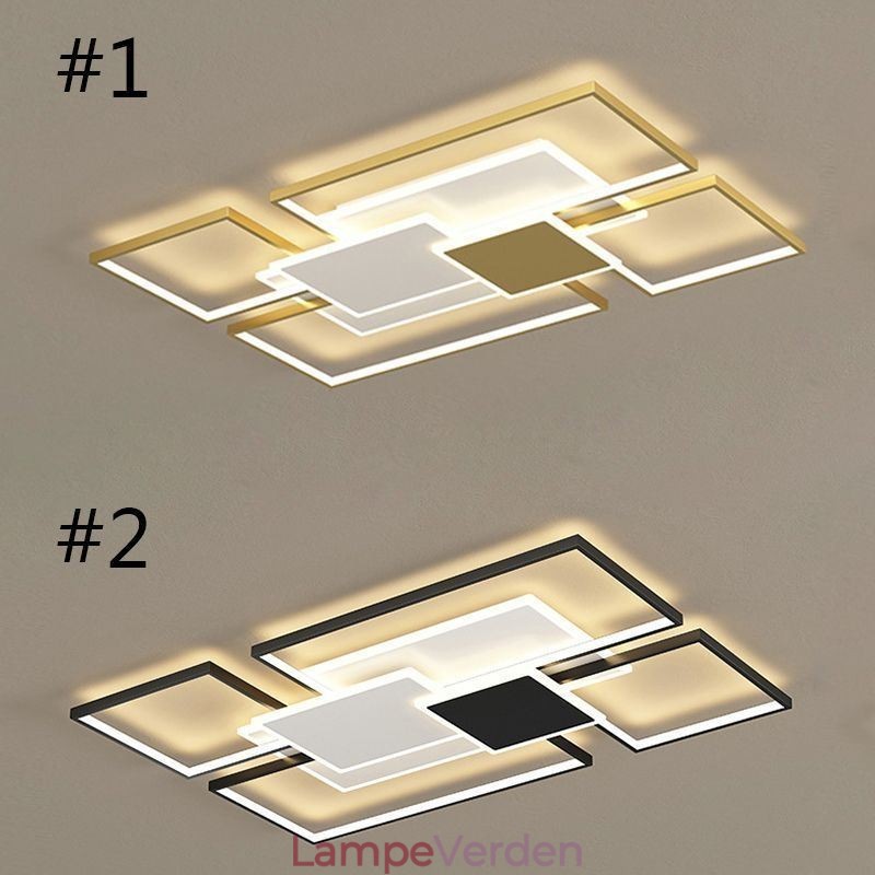 Moderne Golden Flush Mount Geometrisk Lysarmatur Loftslampe 2 Layer