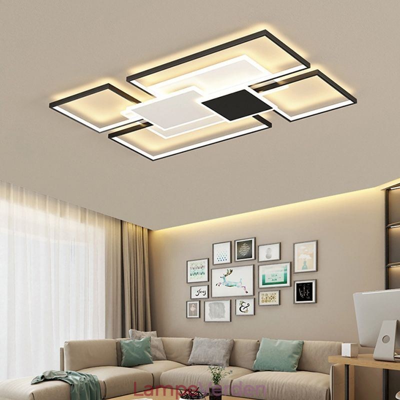 Moderne Golden Flush Mount Geometrisk Lysarmatur Loftslampe 2 Layer