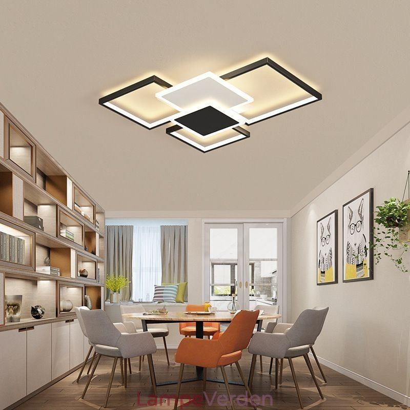 Moderne Golden Flush Mount Geometrisk Lysarmatur Loftslampe 2 Layer