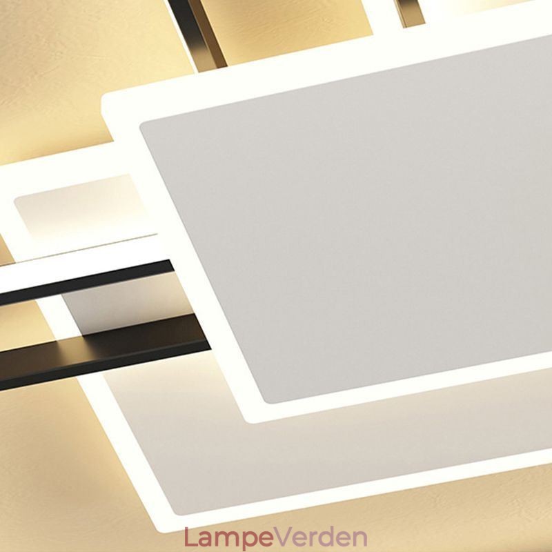 Moderne Golden Flush Mount Geometrisk Lysarmatur Loftslampe 2 Layer