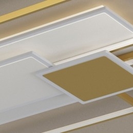 Moderne Golden Flush Mount Geometrisk Lysarmatur Loftslampe 2 Layer