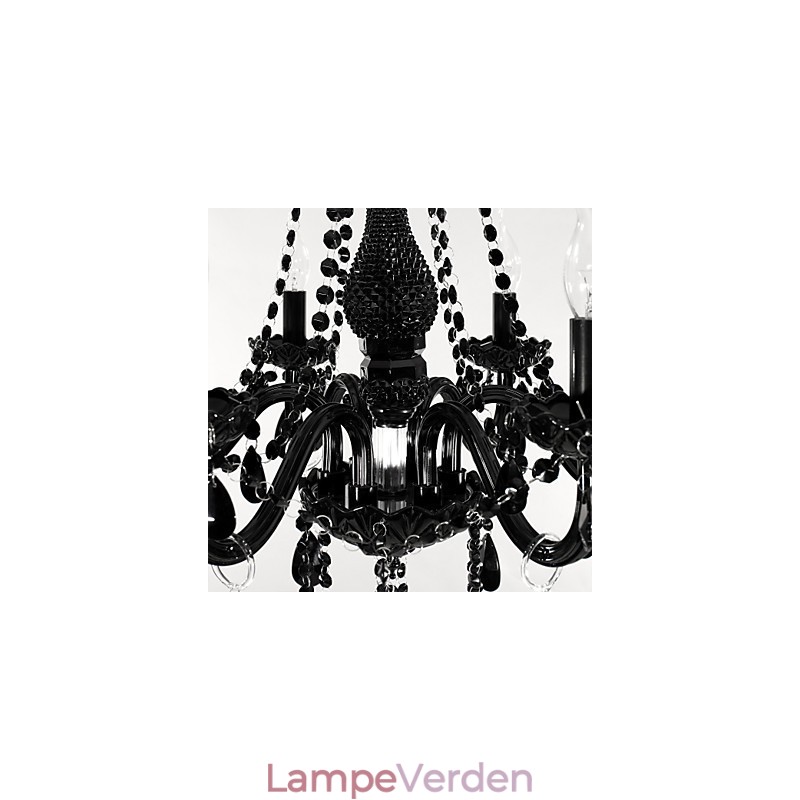 Lysekrone Sort Krystal Moderne 6 lys