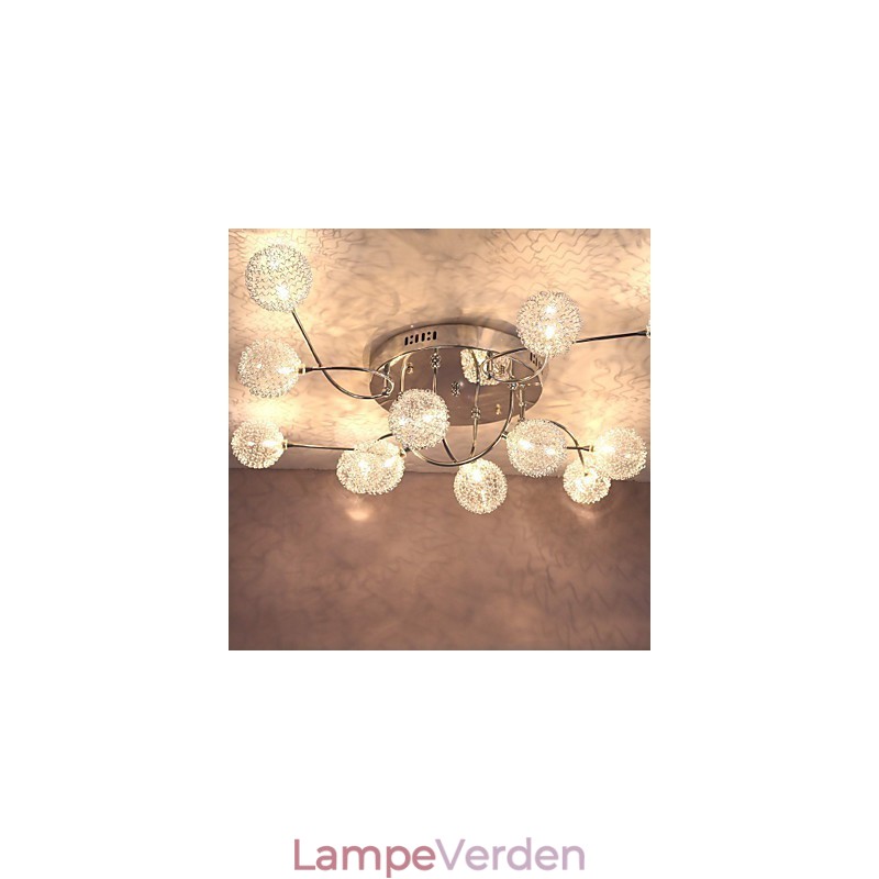 G4 12 lys Iron Flush Mount Light med aluminiumsskærme