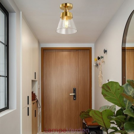 Contemporary Glass Flush Ceiling Light 1 Lys Messing Finish Contemporary Glass Flush Ceiling Light 1 Lys Messing Finish