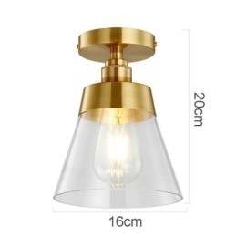 Contemporary Glass Flush Ceiling Light 1 Lys Messing Finish