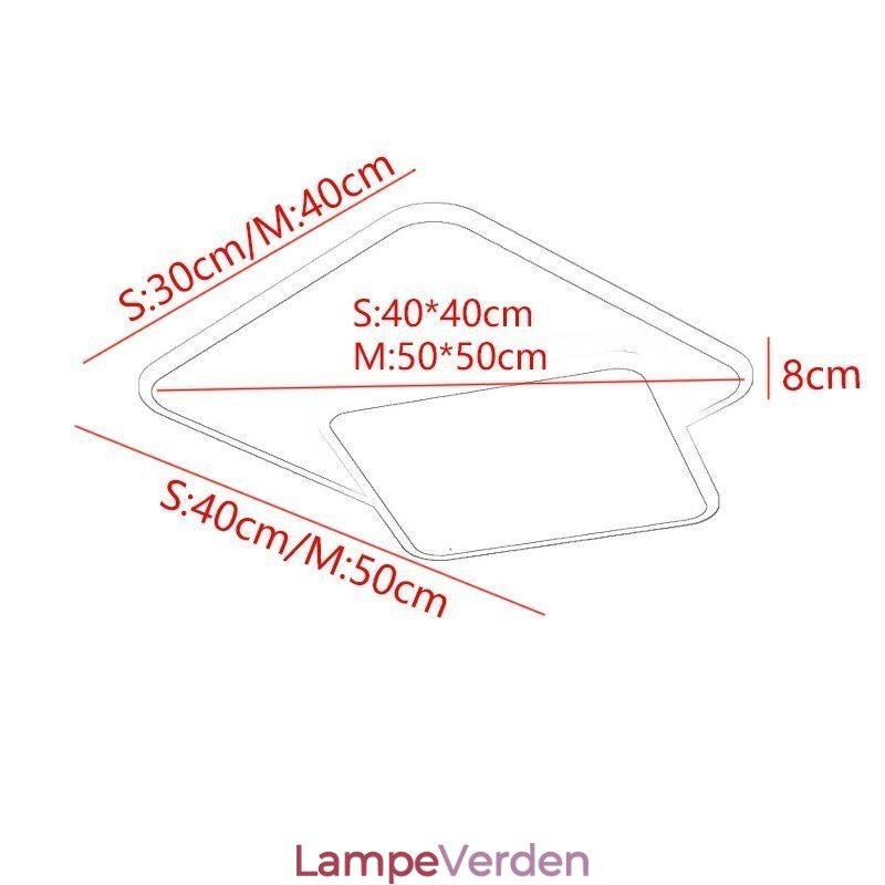 Flush Mount dobbelt firkantet loftslampe