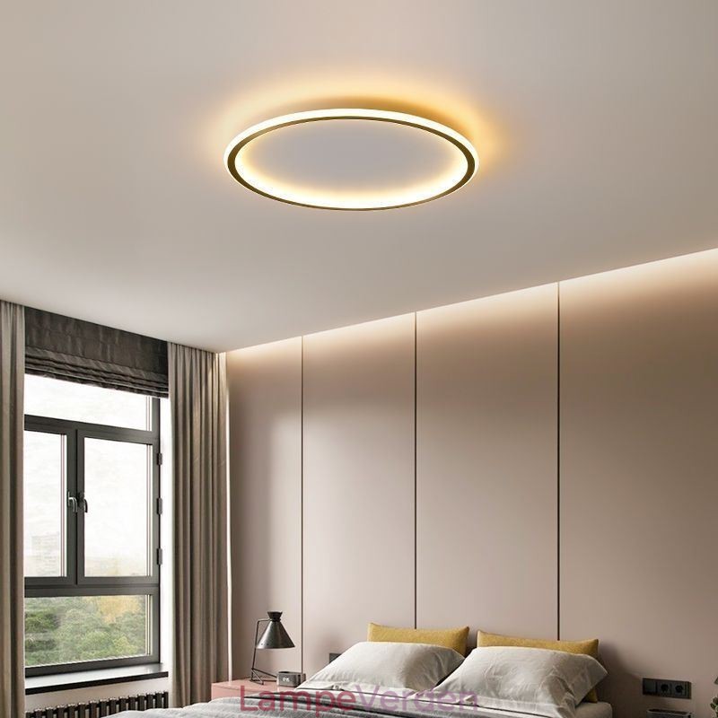 Flush Mount Loftslampe Runde lysarmaturer Tricolor dæmpning