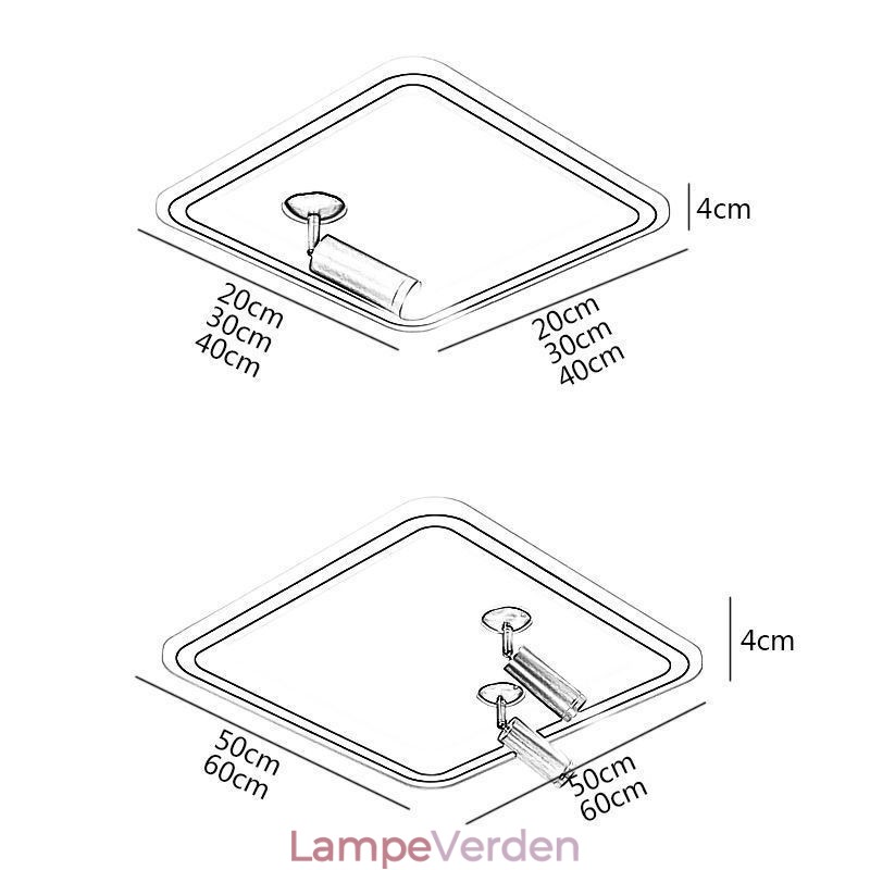 Firkantet flush Mount Loftslampe Akryl Spotlight