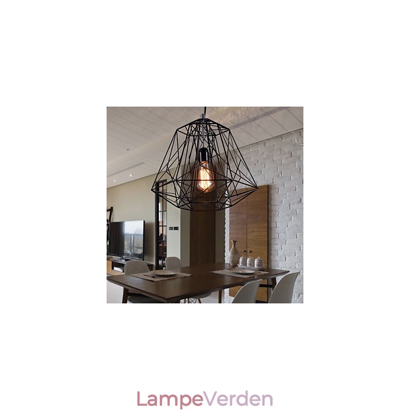 Pendel i sort flettet lampeskærm