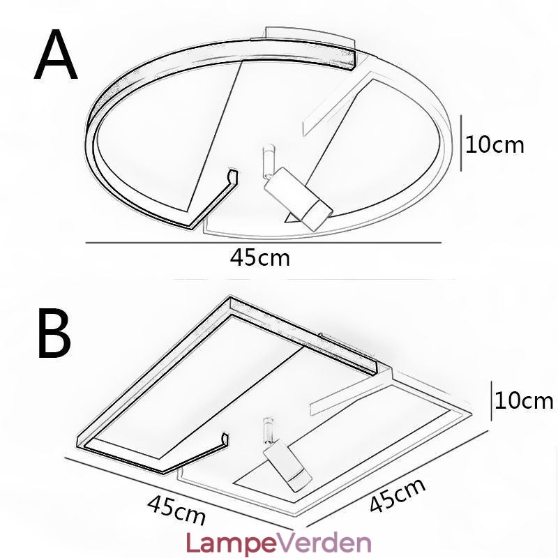 Loftslampe Sort & Hvid Akryl Belysning Spotlight