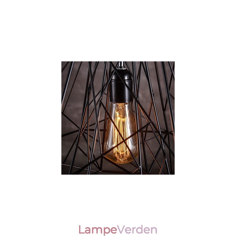 Pendel i sort flettet lampeskærm