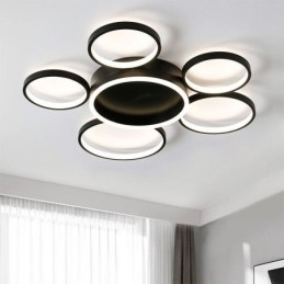 Moderne loftslampe med 6 ringer i akryl