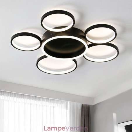 Moderne loftslampe med 6 ringer i akryl