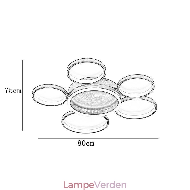 Moderne loftslampe med 6 ringer i akryl