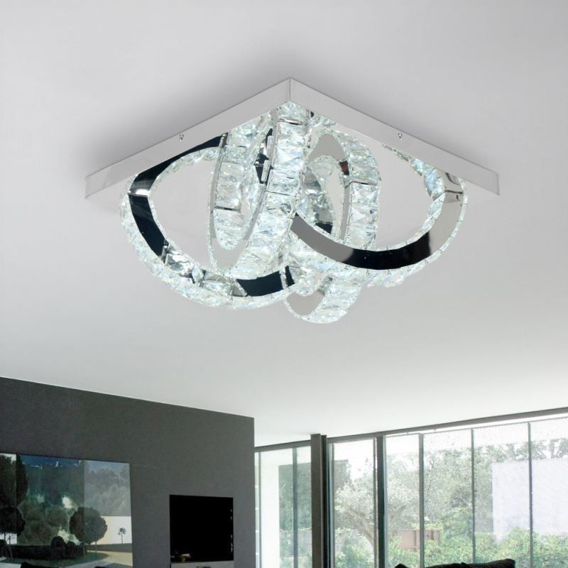 Semi Ring Flush Mount Crystal Loftslampe