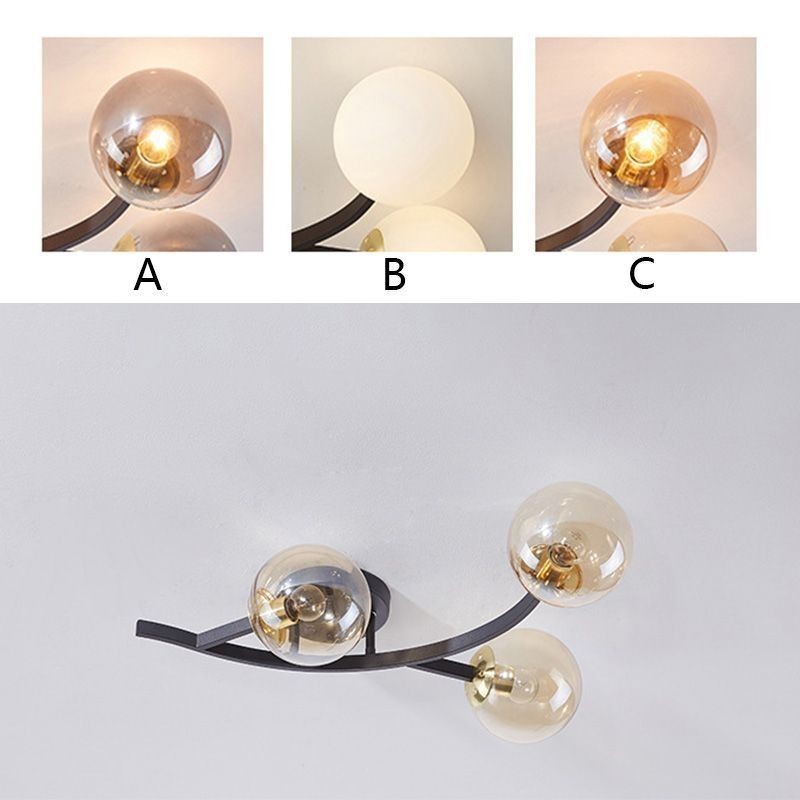 Moderne Minimalistisk Branch Flush Mount Glas Globe Loftslampe