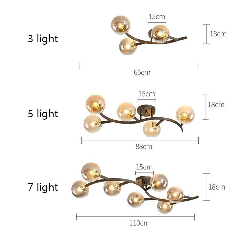 Moderne Minimalistisk Branch Flush Mount Glas Globe Loftslampe