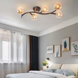 Moderne Minimalistisk Branch Flush Mount Glas Globe Loftslampe