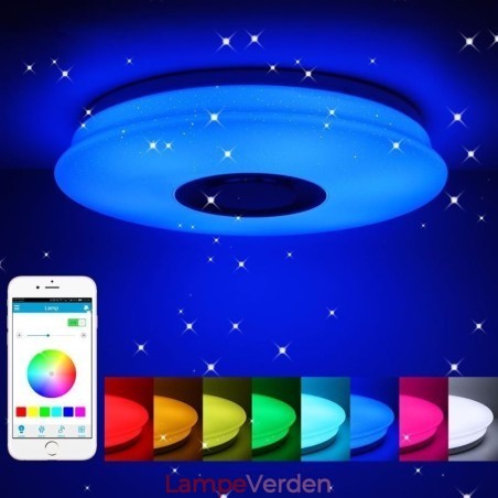 Flush Mount farverig loftslampe med Bluetooth musik højttaler timing funktion Flush Mount farverig loftslampe med Bluetooth musik højttaler timing funktion