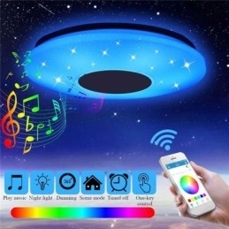 Flush Mount farverig loftslampe med Bluetooth musik højttaler timing funktion