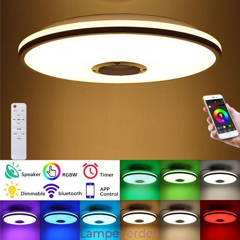 Flush Mount farverigt loftslys med Bluetooth musik højttaler timing funktion