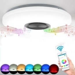 Flush Mount dekorativ lampe Fjernbetjening APP-kontrol Bluetooth-musikhøjttalerlampe