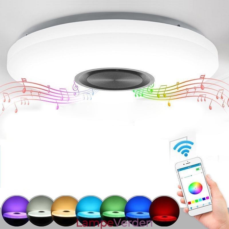 Flush Mount dekorativ lampe Fjernbetjening APP-kontrol Bluetooth-musikhøjttalerlampe