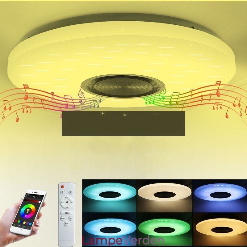 Flush Mount dekorativ lampe Fjernbetjening APP-kontrol Bluetooth-musikhøjttalerlampe