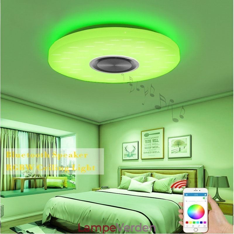 Flush Mount dekorativ lampe Fjernbetjening APP-kontrol Bluetooth-musikhøjttalerlampe