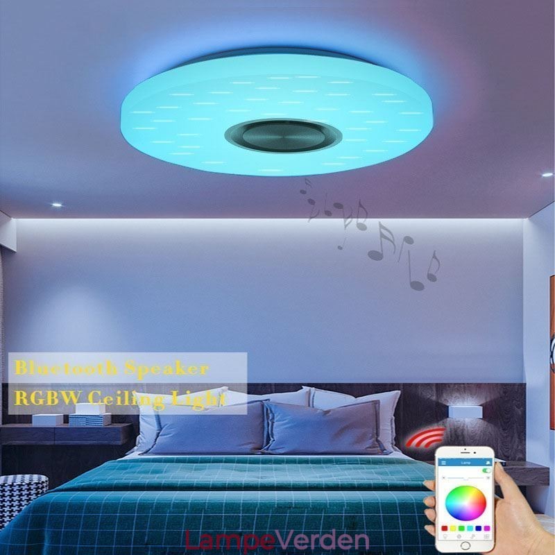 Flush Mount dekorativ lampe Fjernbetjening APP-kontrol Bluetooth-musikhøjttalerlampe