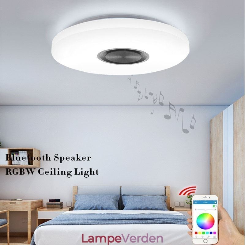 Flush Mount dekorativ lampe Fjernbetjening APP-kontrol Bluetooth-musikhøjttalerlampe