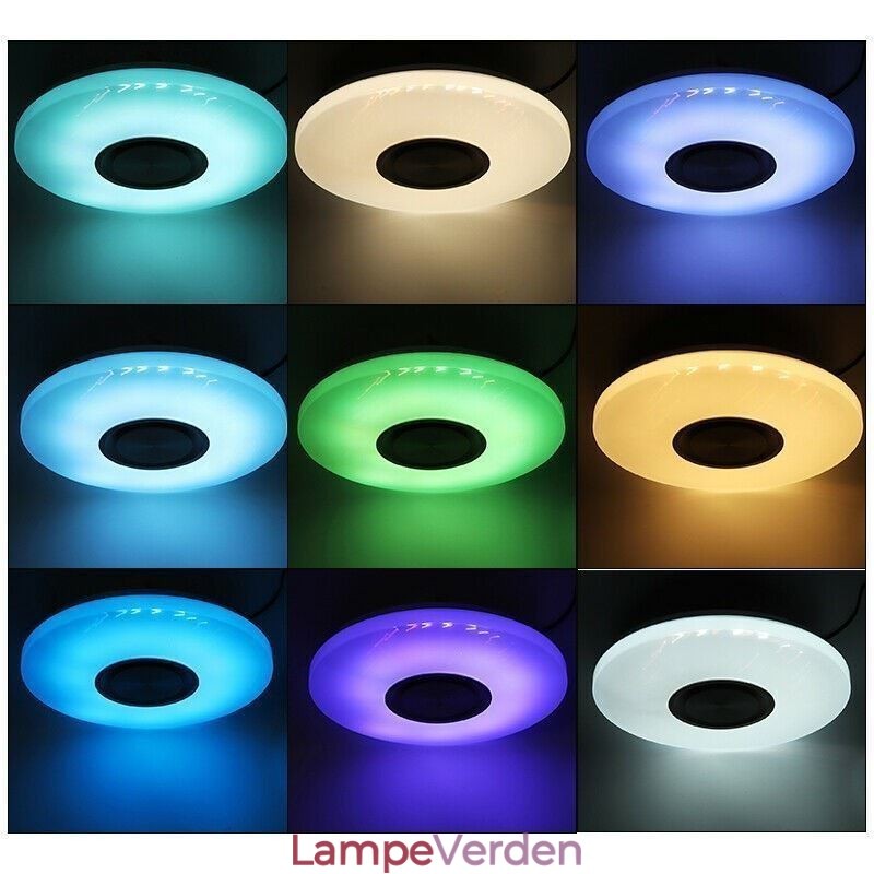 Flush Mount dekorativ lampe Fjernbetjening APP-kontrol Bluetooth-musikhøjttalerlampe