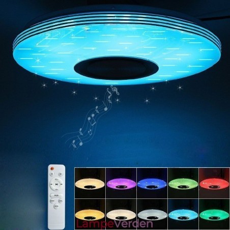 Flush Mount Loftslampe Dekorativ Lampe Fjernbetjening APP-kontrol Bluetooth-musikhøjttalerlampe