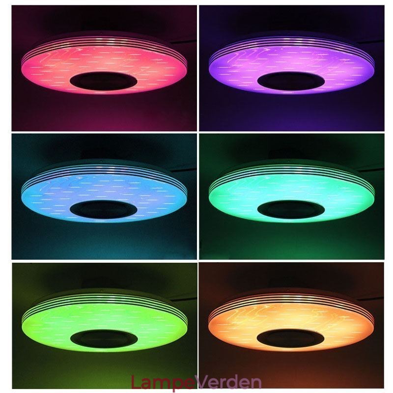 Flush Mount Loftslampe Dekorativ Lampe Fjernbetjening APP-kontrol Bluetooth-musikhøjttalerlampe