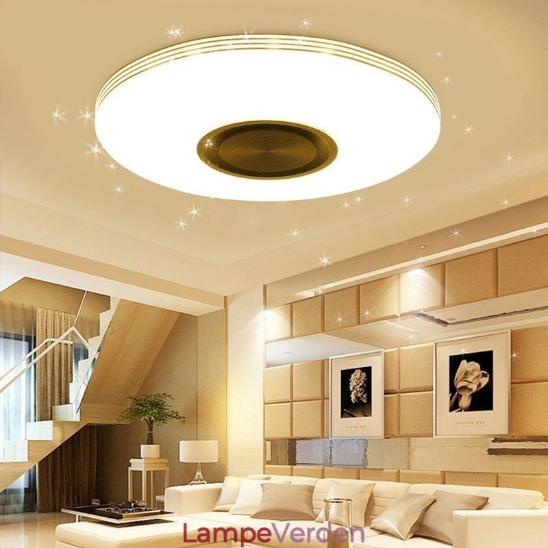 Flush Mount Loftslampe Dekorativ Lampe Fjernbetjening APP-kontrol Bluetooth-musikhøjttalerlampe