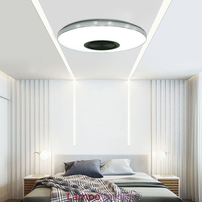 Flush Mount Loftslampe Dekorativ Lampe Fjernbetjening APP-kontrol Bluetooth-musikhøjttalerlampe