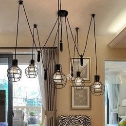 Spisestue Siddende Lysekrone Amerikansk landlamper og lanterner Løft Tiny Cages Droplight