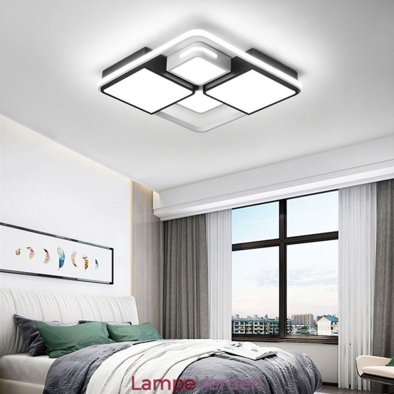 Moderne flush-mount loftslampe Akryl firkantet sort og hvid lysarmatur