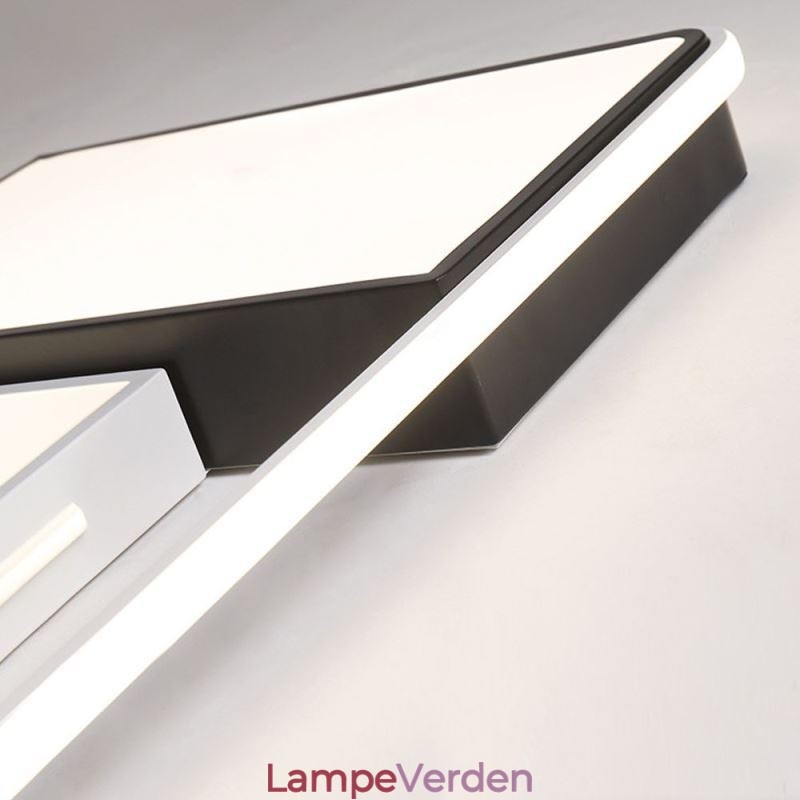 Moderne flush-mount loftslampe Akryl firkantet sort og hvid lysarmatur