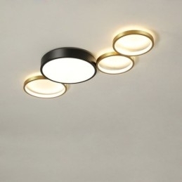 4 Ringe Flush Mount Loftslampe Unik sort+guld lampeskærmbelysning