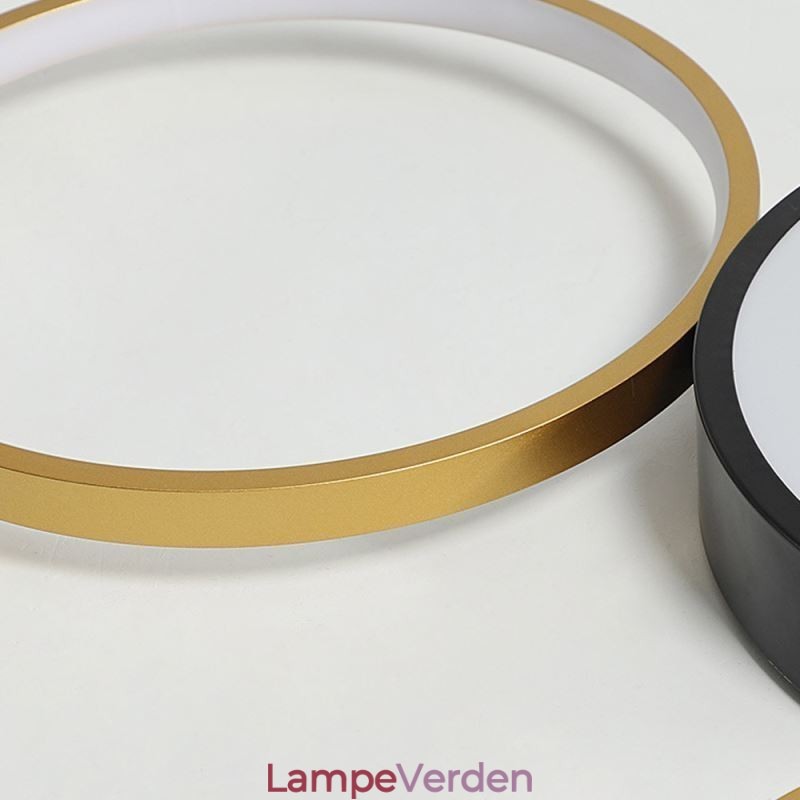 4 Ringe Flush Mount Loftslampe Unik sort+guld lampeskærmbelysning