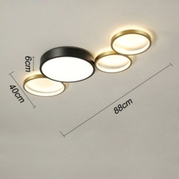 4 Ringe Flush Mount Loftslampe Unik sort+guld lampeskærmbelysning