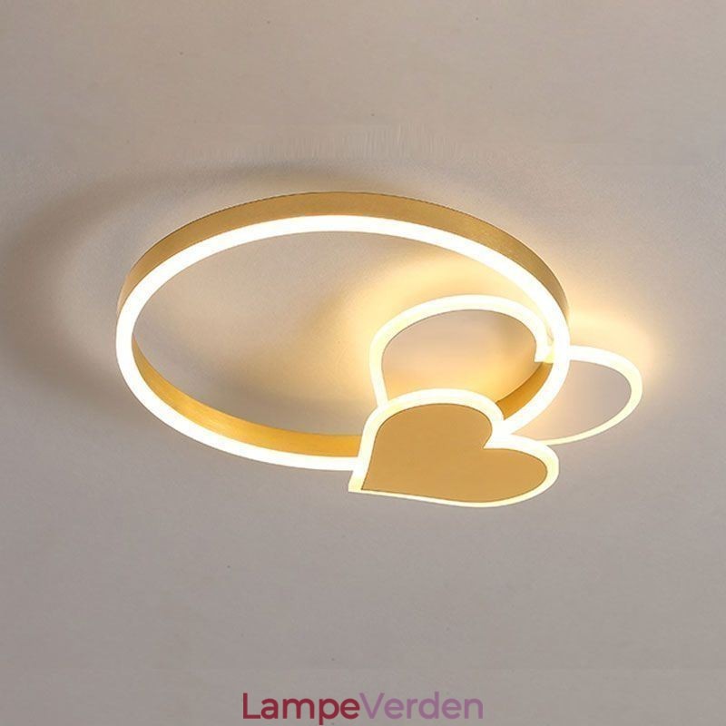 Moderne akryl flush Mount guld dobbelt hjerte loftslampe