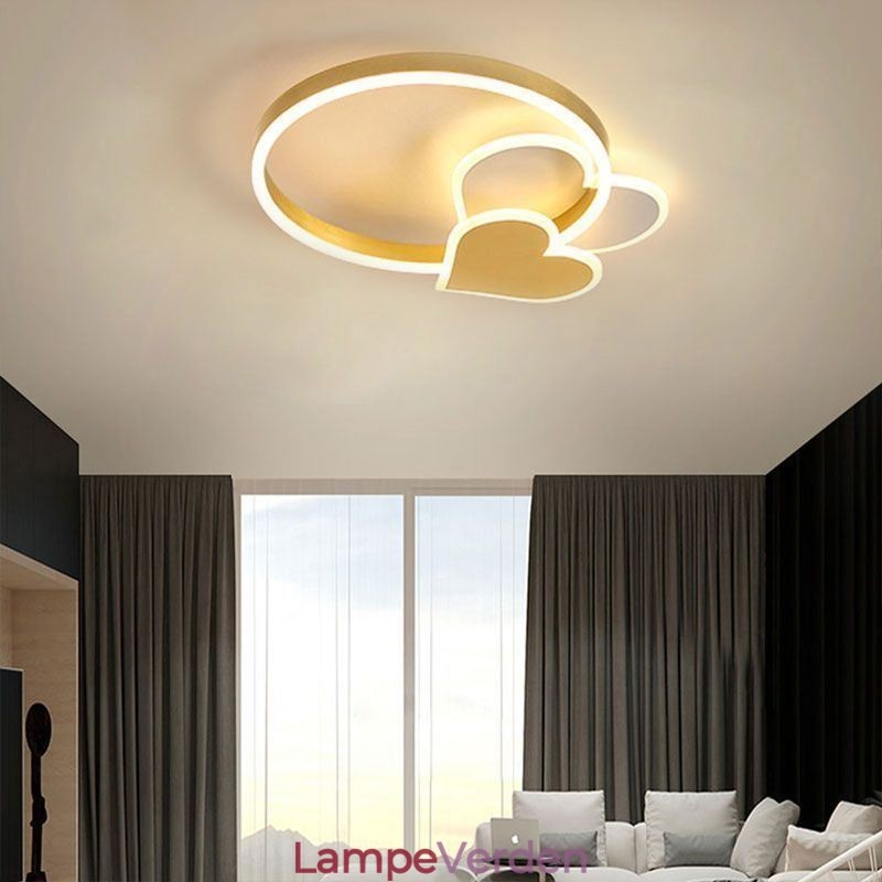 Moderne akryl flush Mount guld dobbelt hjerte loftslampe