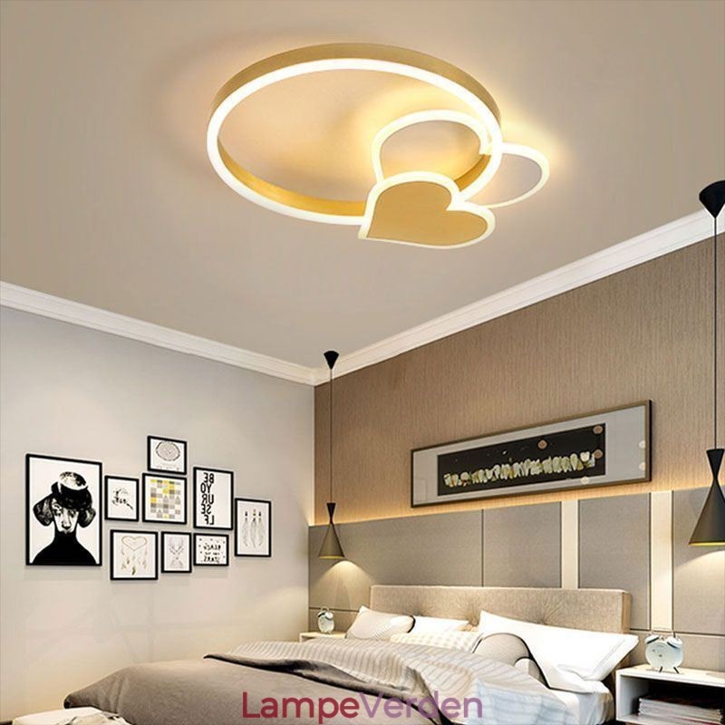 Moderne akryl flush Mount guld dobbelt hjerte loftslampe